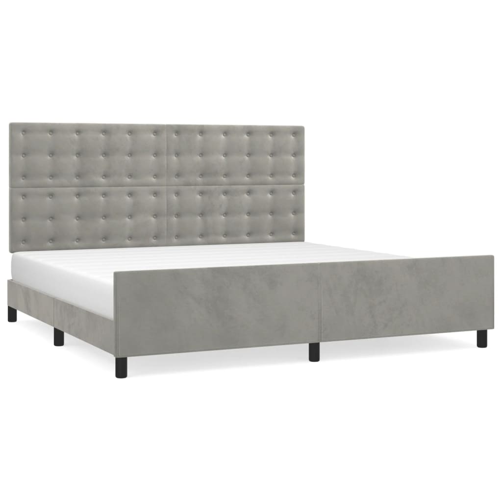 Bedframe zonder matras 200x200 cm fluweel lichtgrijs is nu te koop bij PeponiXL, paradijselijk wonen!