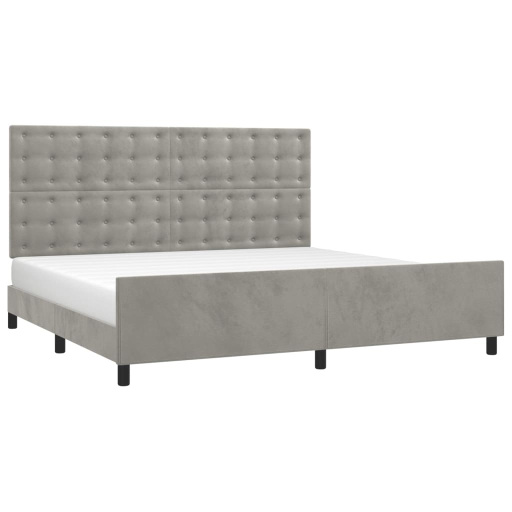 Bedframe zonder matras 200x200 cm fluweel lichtgrijs is nu te koop bij PeponiXL, paradijselijk wonen!