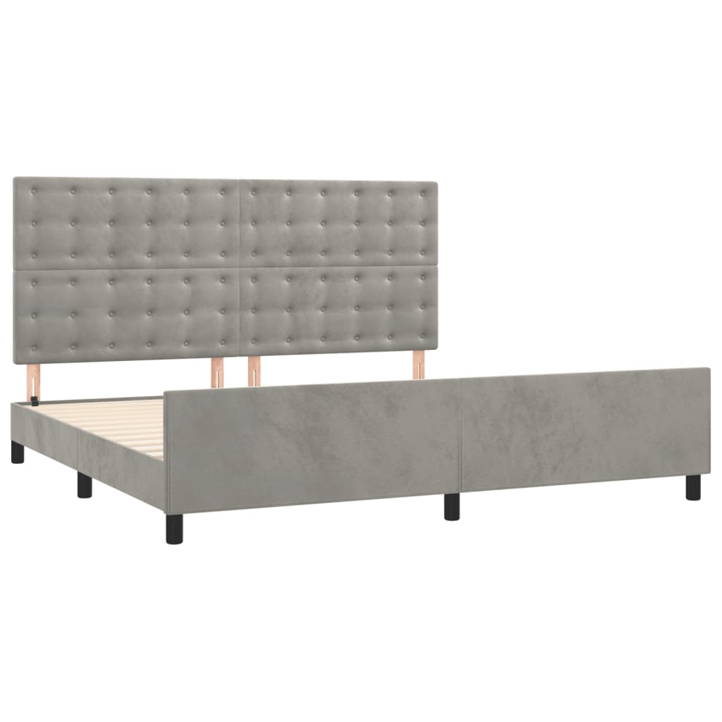 Bedframe zonder matras 200x200 cm fluweel lichtgrijs is nu te koop bij PeponiXL, paradijselijk wonen!