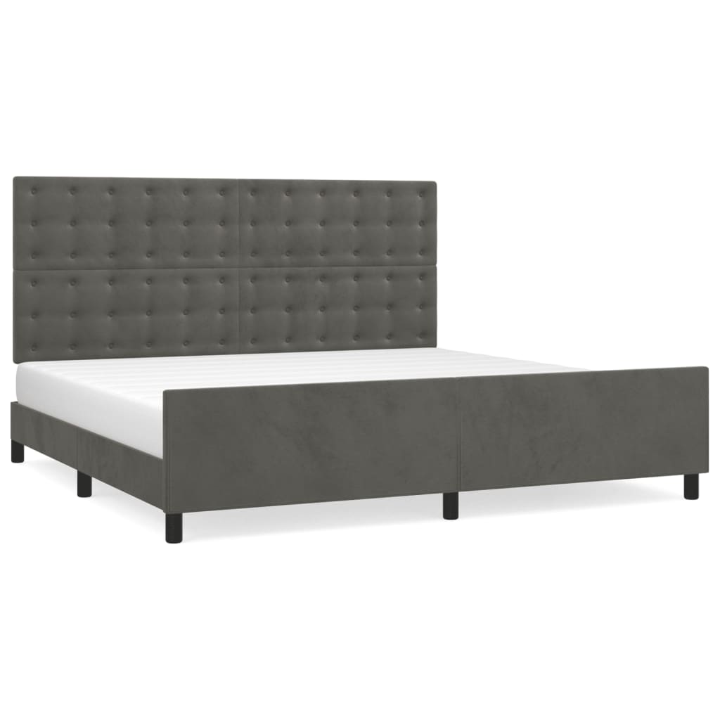 Bedframe zonder matras 200x200 cm fluweel donkergrijs is nu te koop bij PeponiXL, paradijselijk wonen!