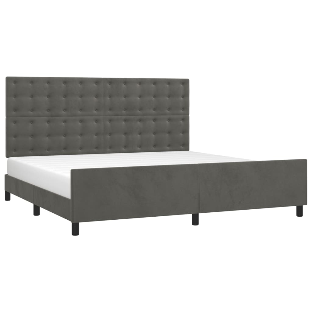 Bedframe zonder matras 200x200 cm fluweel donkergrijs is nu te koop bij PeponiXL, paradijselijk wonen!