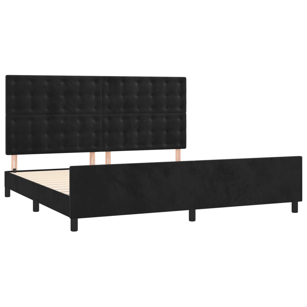 Bedframe zonder matras 200x200 cm fluweel zwart is nu te koop bij PeponiXL, paradijselijk wonen!