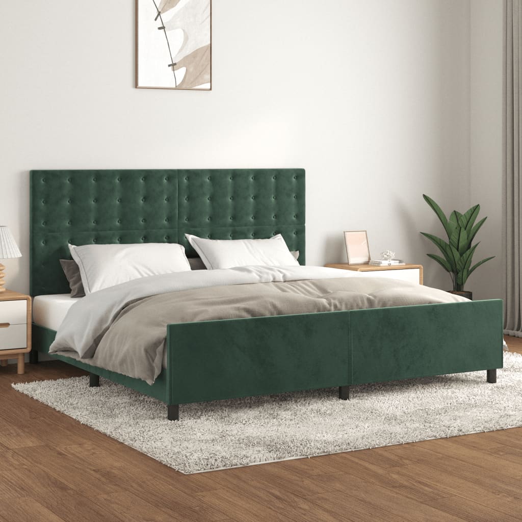 Bedframe zonder matras 200x200 cm fluweel donkergroen is nu te koop bij PeponiXL, paradijselijk wonen!