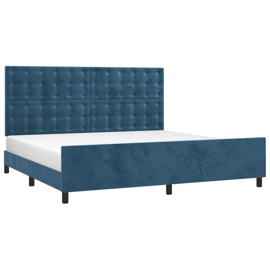 Bedframe zonder matras 200x200 cm fluweel donkerblauw is nu te koop bij PeponiXL, paradijselijk wonen!