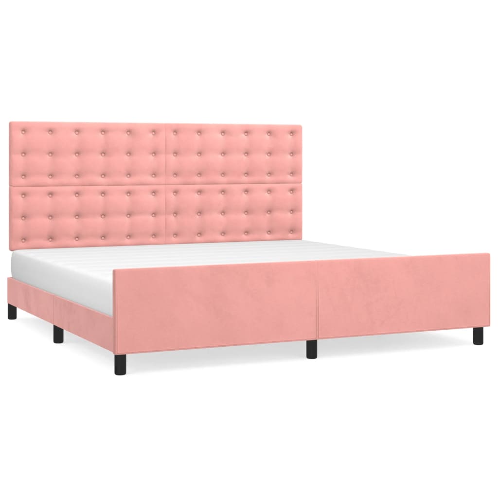 Bedframe met hoofdeinde fluweel roze 200x200 cm is nu te koop bij PeponiXL, paradijselijk wonen!