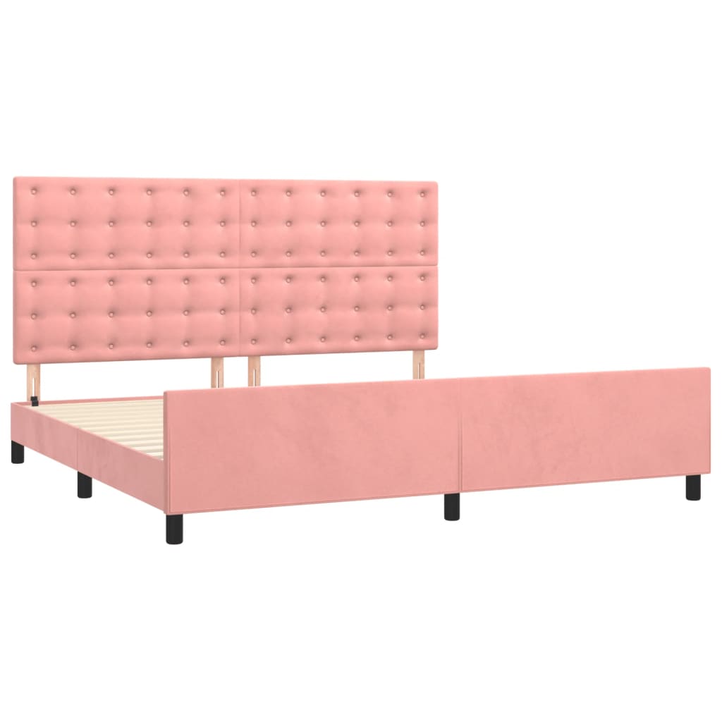 Bedframe met hoofdeinde fluweel roze 200x200 cm is nu te koop bij PeponiXL, paradijselijk wonen!