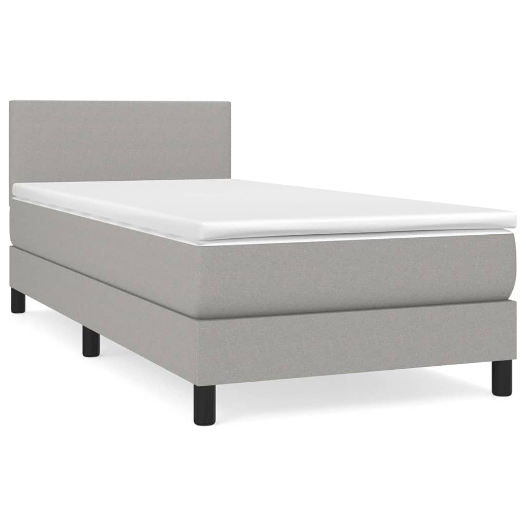 Boxspring met matras stof lichtgrijs 90x190 cm is nu te koop bij PeponiXL, paradijselijk wonen!