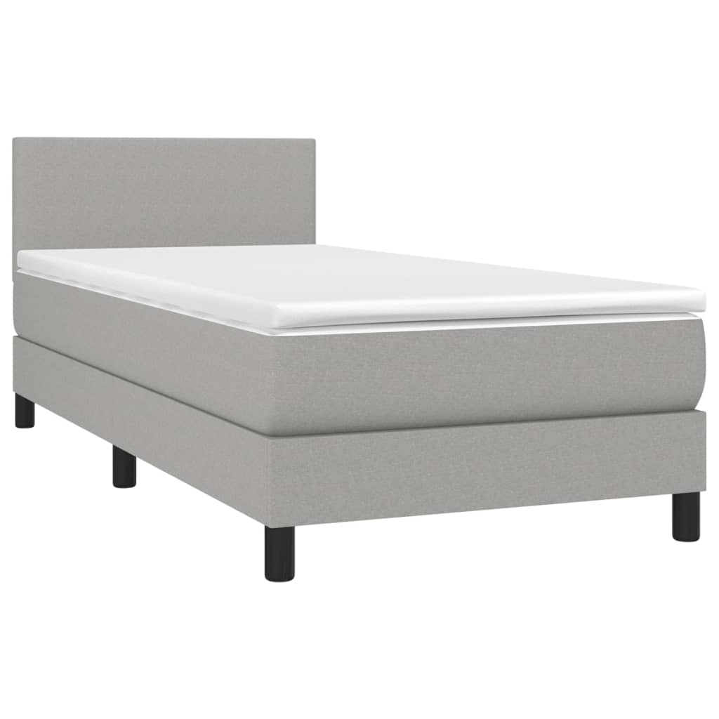 Boxspring met matras stof lichtgrijs 90x190 cm is nu te koop bij PeponiXL, paradijselijk wonen!
