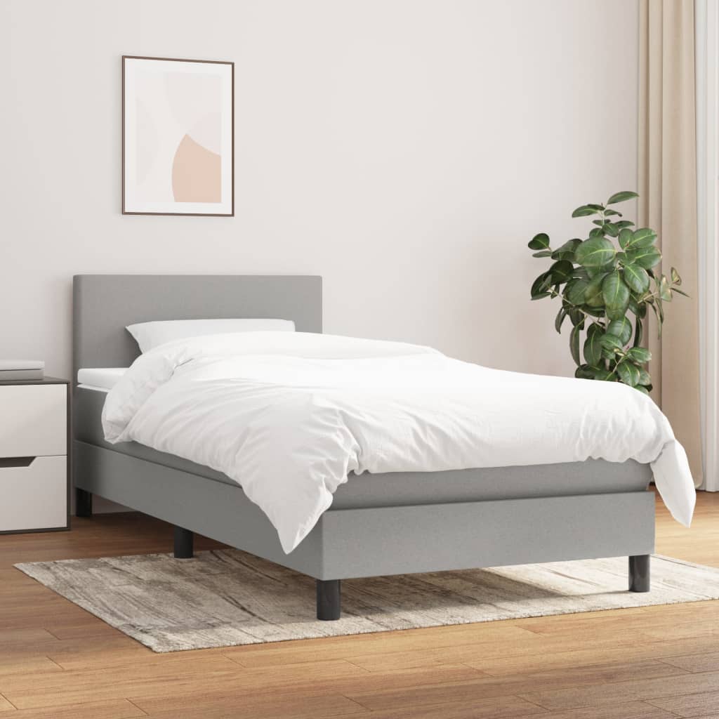 Boxspring met matras stof lichtgrijs 90x190 cm is nu te koop bij PeponiXL, paradijselijk wonen!