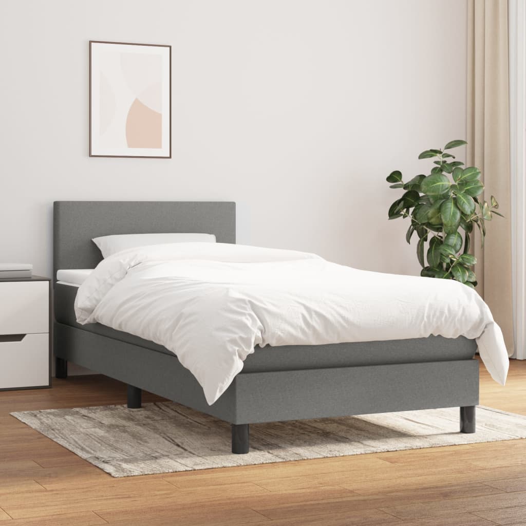 Boxspring met matras stof donkergrijs 90x190 cm is nu te koop bij PeponiXL, paradijselijk wonen!