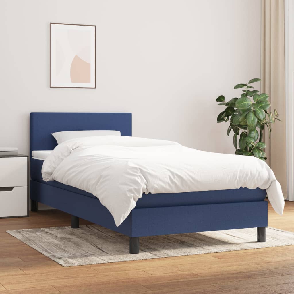 Boxspring met matras stof blauw 100x200 cm is nu te koop bij PeponiXL, paradijselijk wonen!