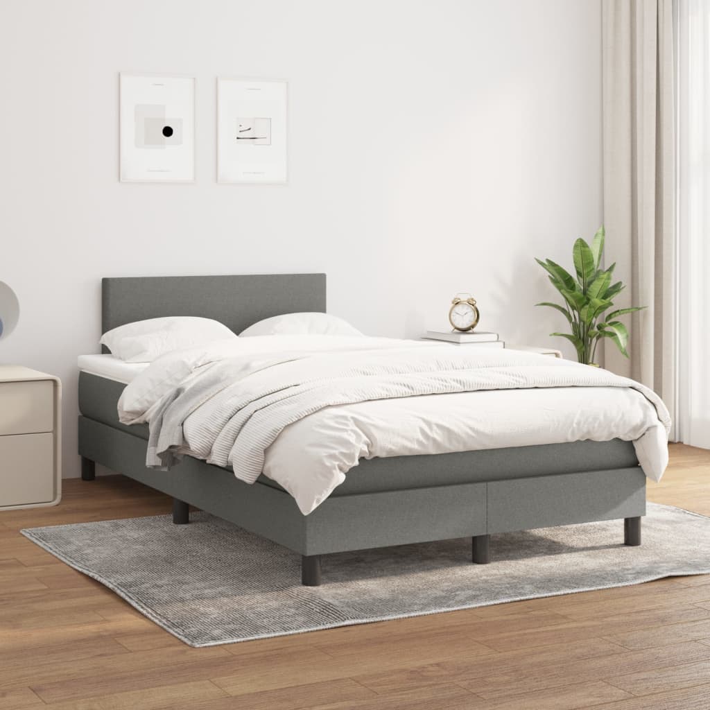 Boxspring met matras stof donkergrijs 120x200 cm is nu te koop bij PeponiXL, paradijselijk wonen!