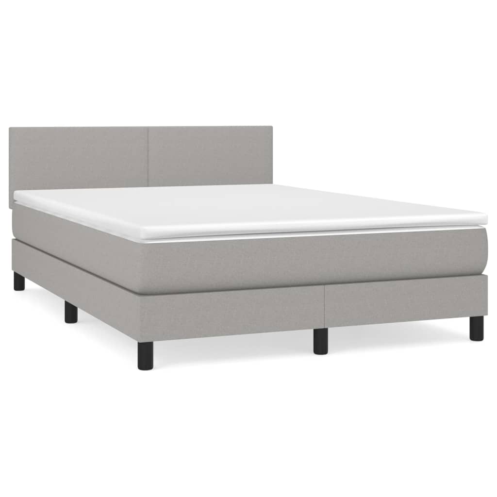 Boxspring met matras stof lichtgrijs 140x190 cm is nu te koop bij PeponiXL, paradijselijk wonen!