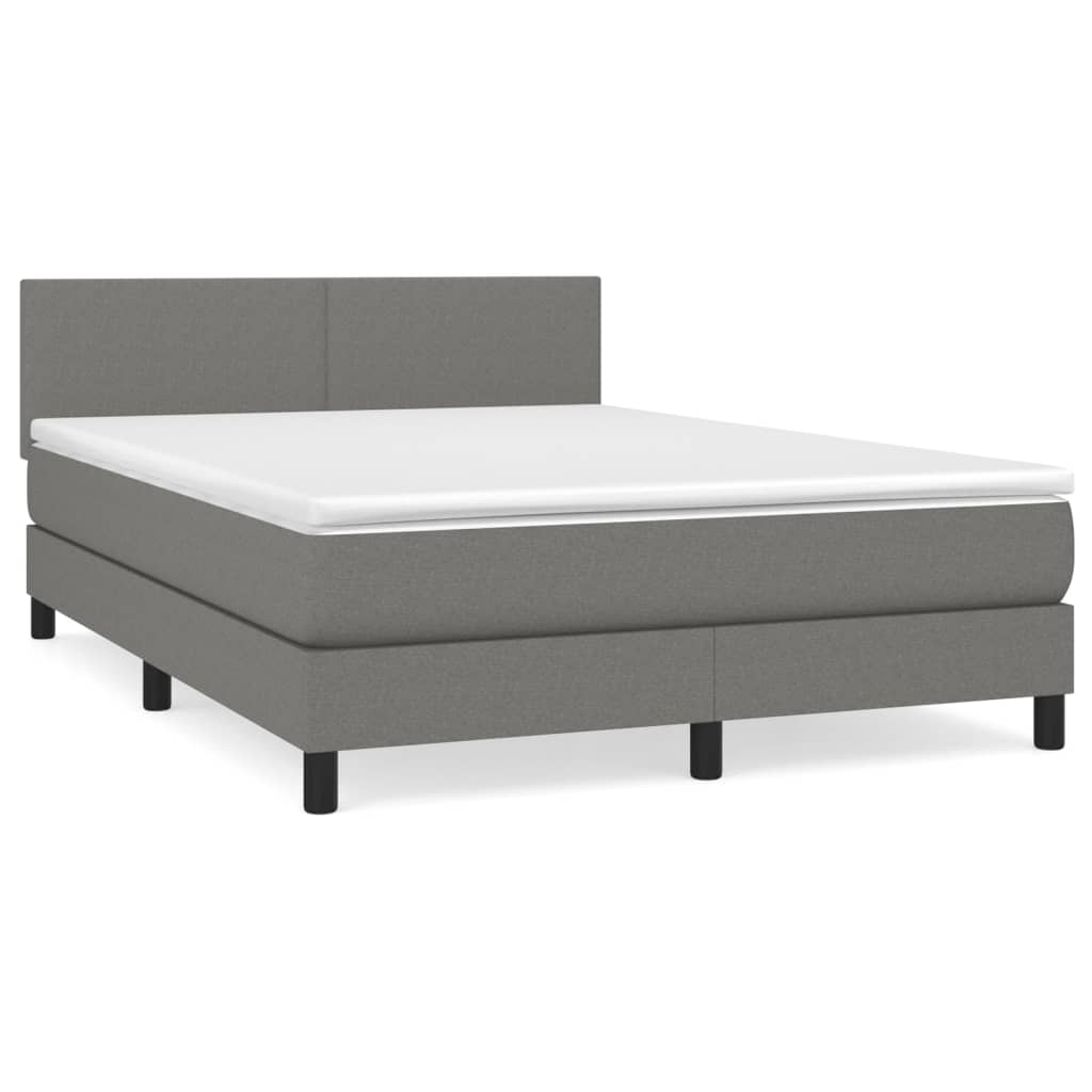 Boxspring met matras stof donkergrijs 140x190 cm is nu te koop bij PeponiXL, paradijselijk wonen!