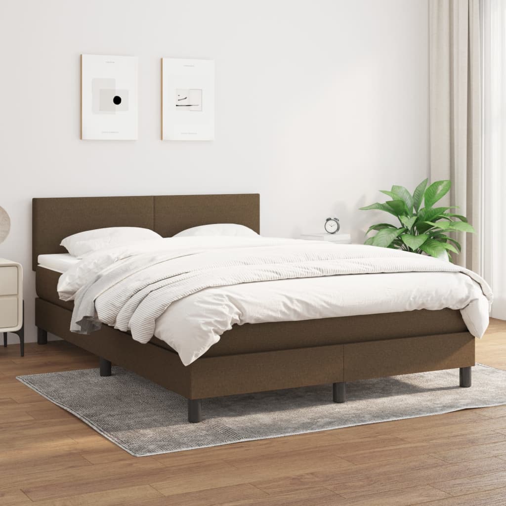 Boxspring met matras stof donkerbruin 140x200 cm is nu te koop bij PeponiXL, paradijselijk wonen!