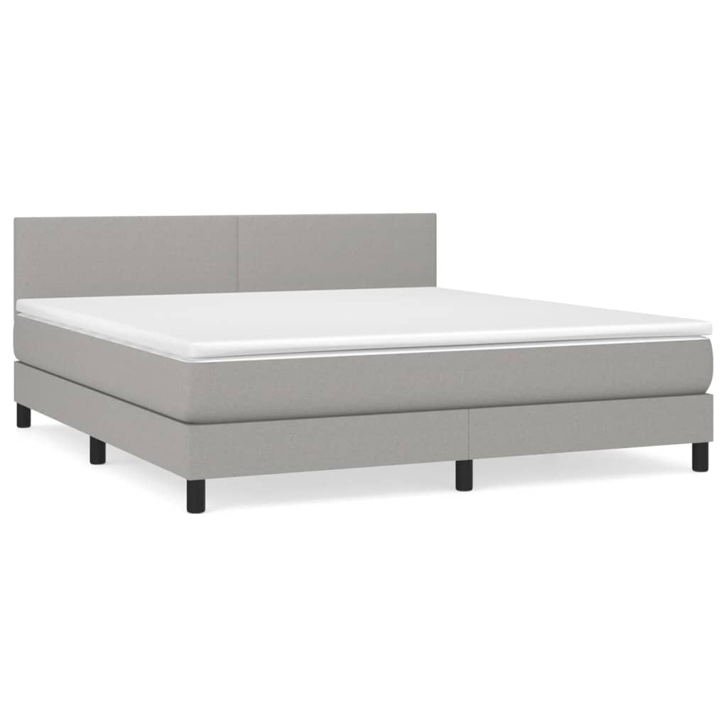 Boxspring met matras stof lichtgrijs 180x200 cm is nu te koop bij PeponiXL, paradijselijk wonen!