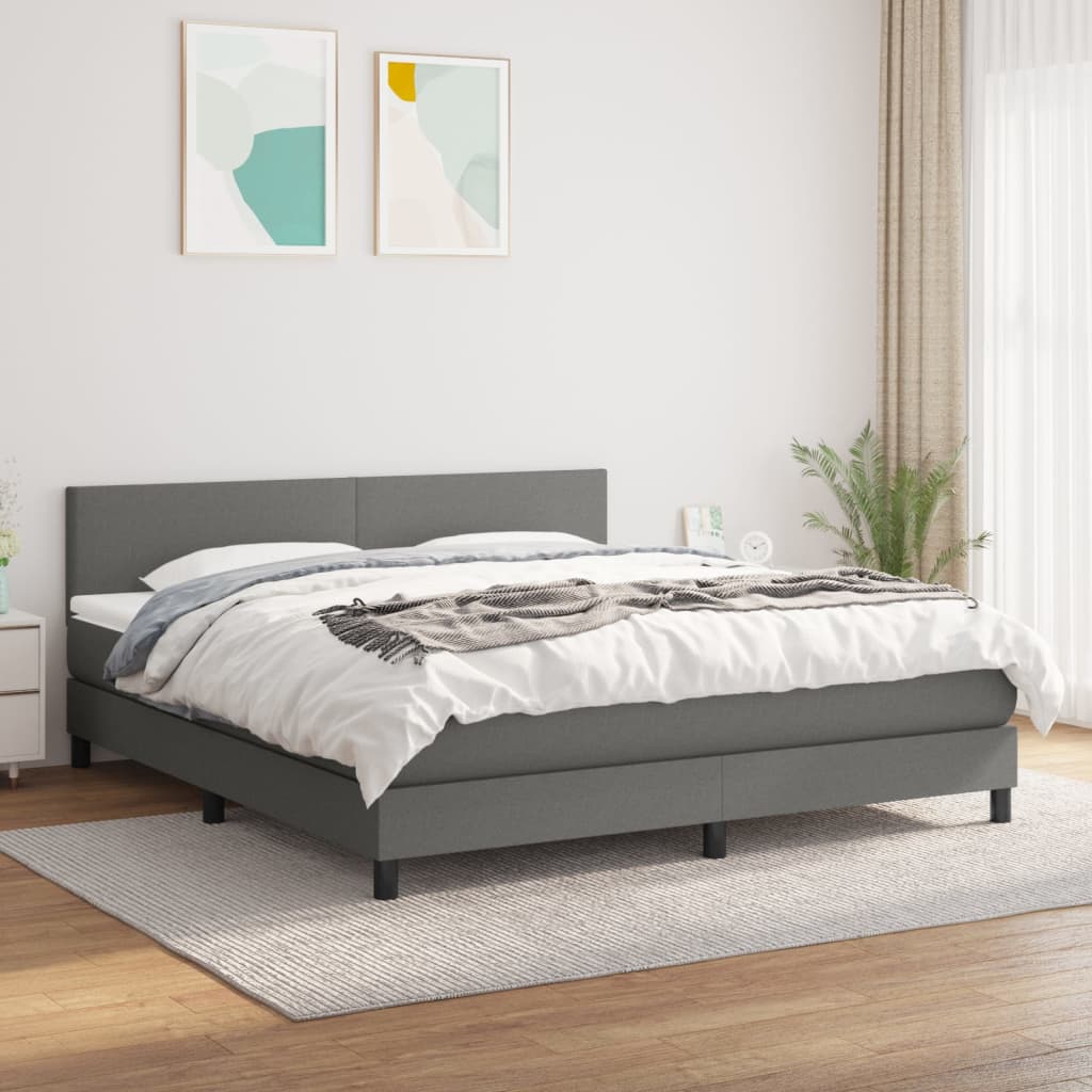 Boxspring met matras stof donkergrijs 180x200 cm is nu te koop bij PeponiXL, paradijselijk wonen!