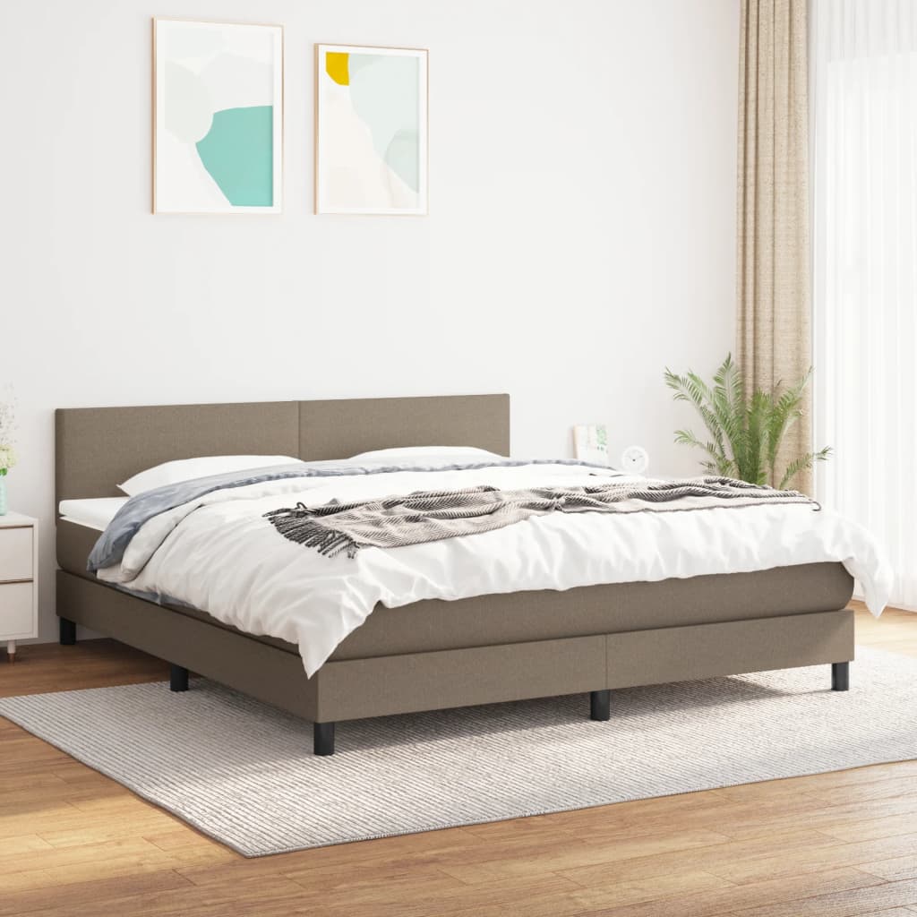 Boxspring met matras stof taupe 180x200 cm is nu te koop bij PeponiXL, paradijselijk wonen!