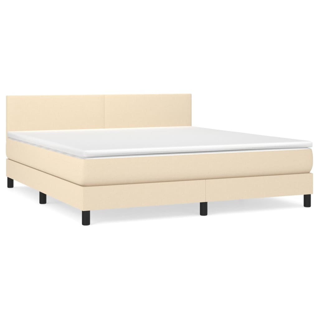 Boxspring met matras stof crèmekleurig 180x200 cm is nu te koop bij PeponiXL, paradijselijk wonen!