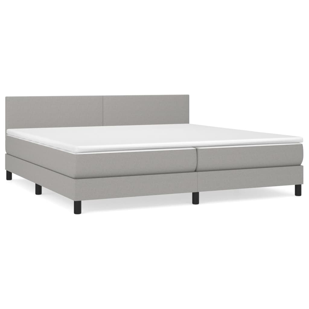 Boxspring met matras stof lichtgrijs 200x200 cm is nu te koop bij PeponiXL, paradijselijk wonen!