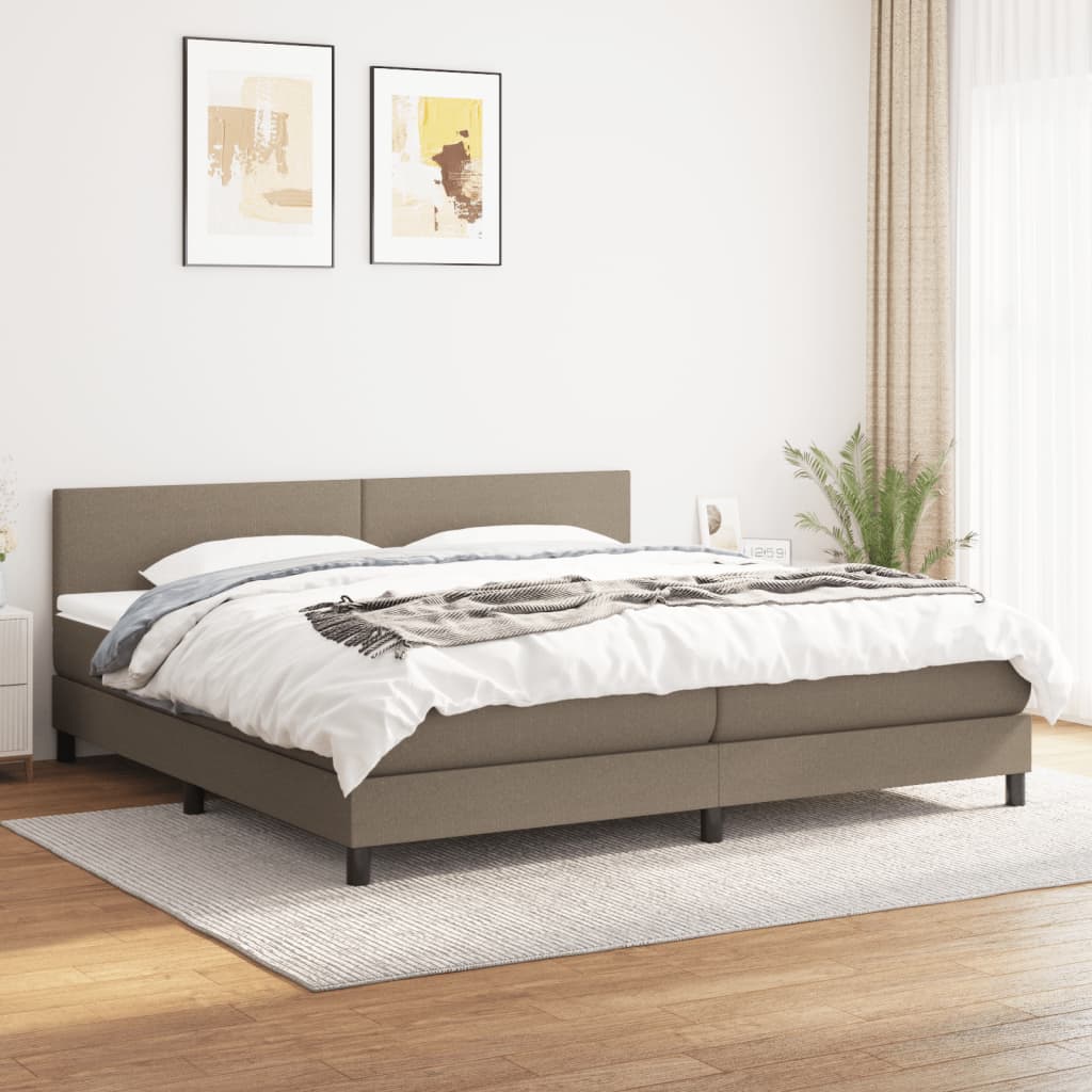 Boxspring met matras stof taupe 200x200 cm is nu te koop bij PeponiXL, paradijselijk wonen!