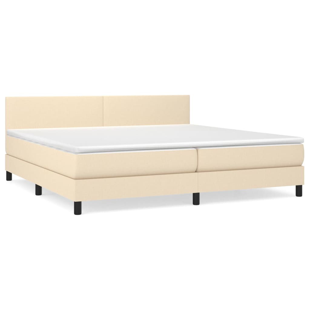 Boxspring met matras stof crèmekleurig 200x200 cm is nu te koop bij PeponiXL, paradijselijk wonen!