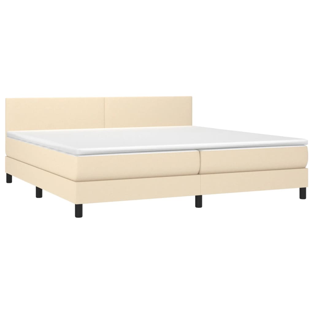 Boxspring met matras stof crèmekleurig 200x200 cm is nu te koop bij PeponiXL, paradijselijk wonen!