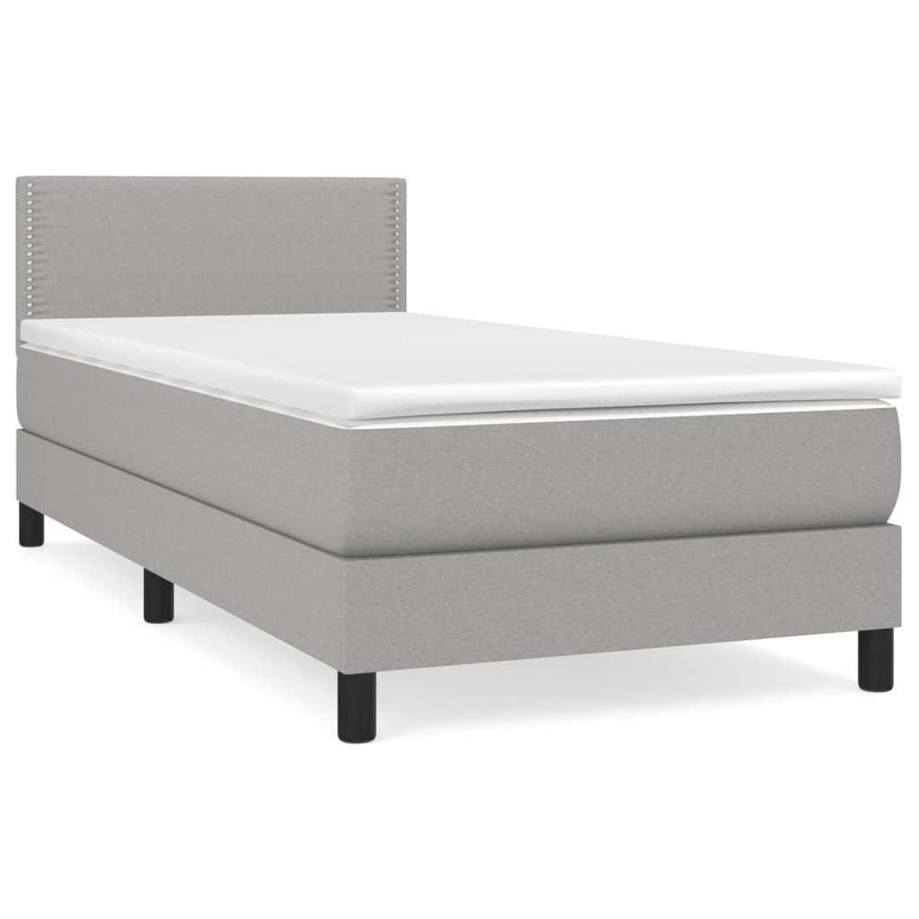 Boxspring met matras stof lichtgrijs 90x190 cm is nu te koop bij PeponiXL, paradijselijk wonen!