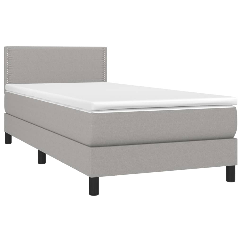 Boxspring met matras stof lichtgrijs 90x190 cm is nu te koop bij PeponiXL, paradijselijk wonen!