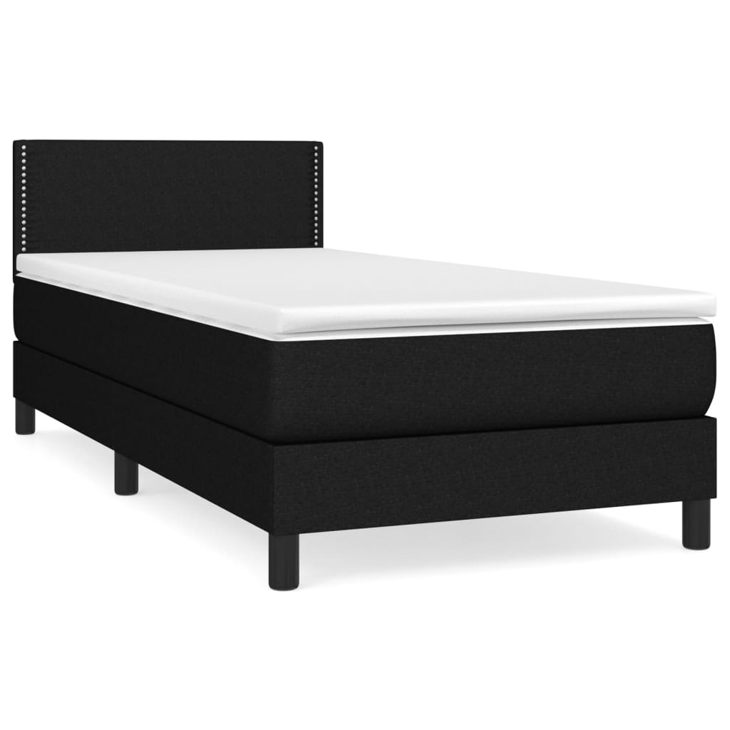 Boxspring met matras stof zwart 90x200 cm is nu te koop bij PeponiXL, paradijselijk wonen!