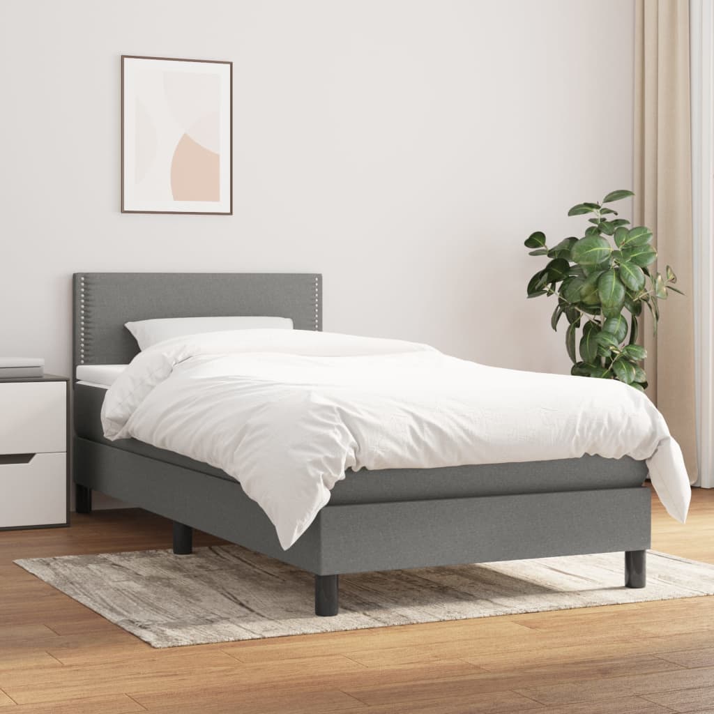 Boxspring met matras stof donkergrijs 100x200 cm is nu te koop bij PeponiXL, paradijselijk wonen!