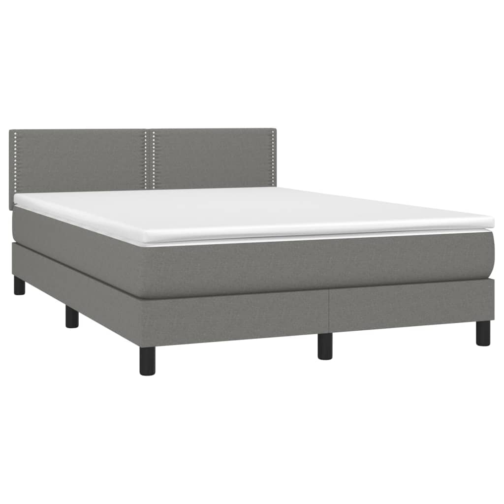 Boxspring met matras stof donkergrijs 140x190 cm is nu te koop bij PeponiXL, paradijselijk wonen!