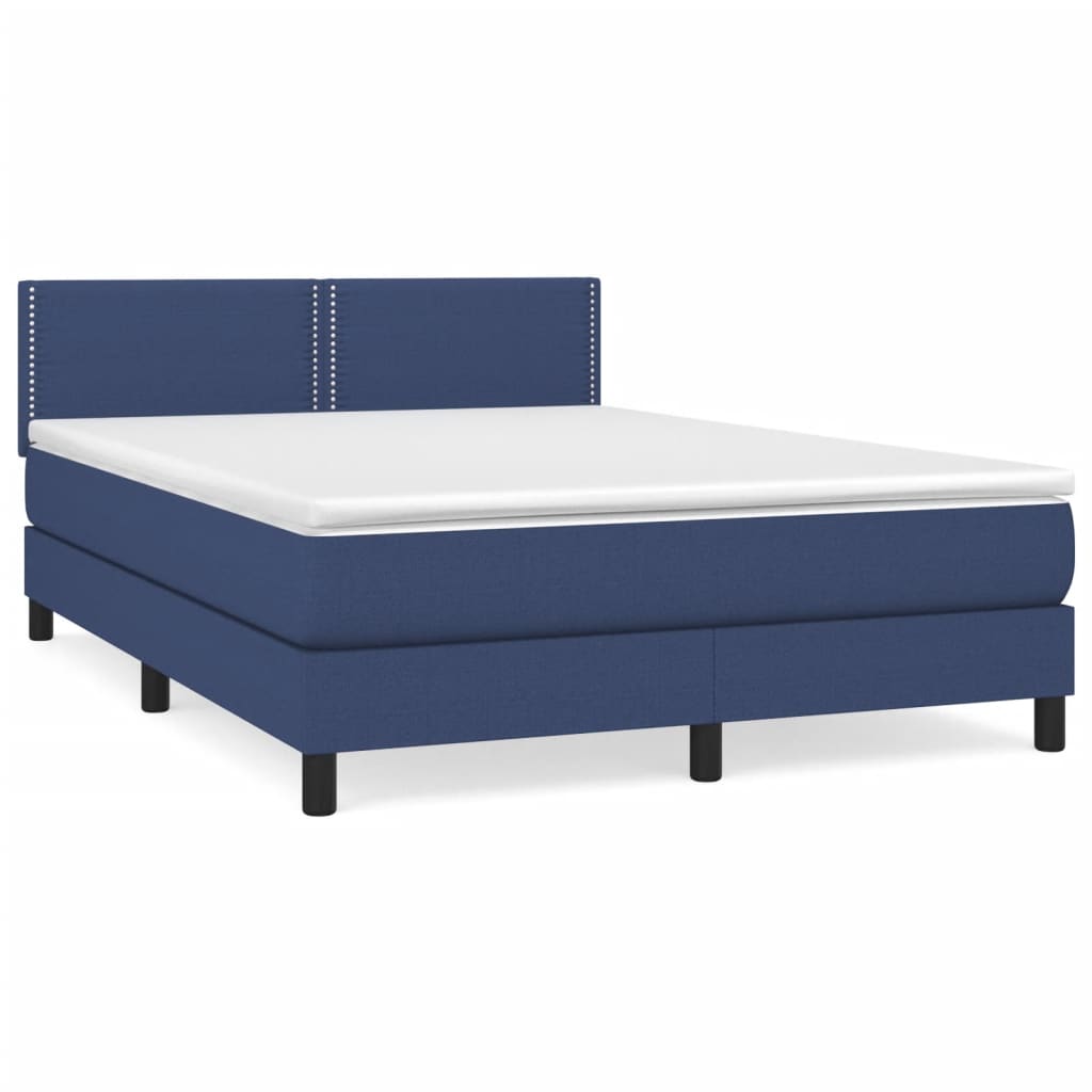 Boxspring met matras stof blauw 140x190 cm is nu te koop bij PeponiXL, paradijselijk wonen!