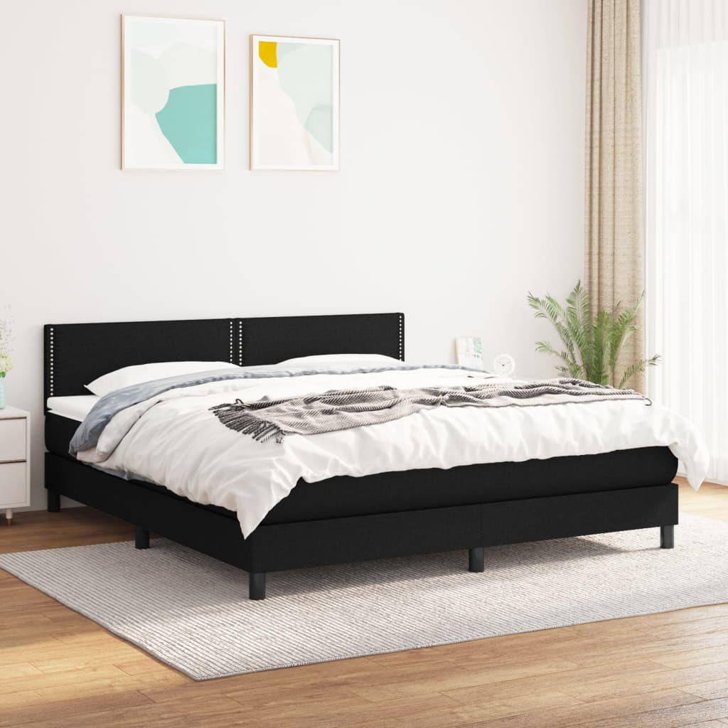 Boxspring met matras stof zwart 160x200 cm is nu te koop bij PeponiXL, paradijselijk wonen!