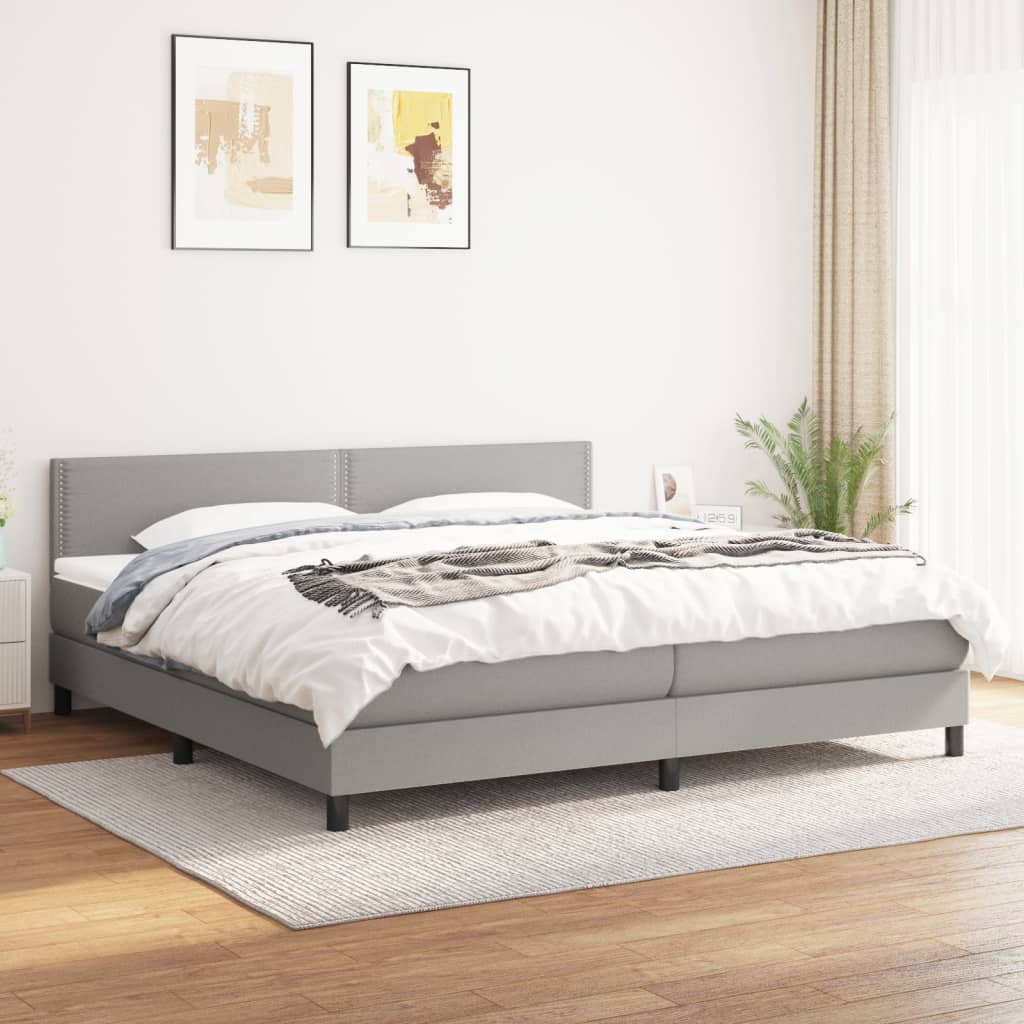 Boxspring met matras stof lichtgrijs 180x200 cm is nu te koop bij PeponiXL, paradijselijk wonen!