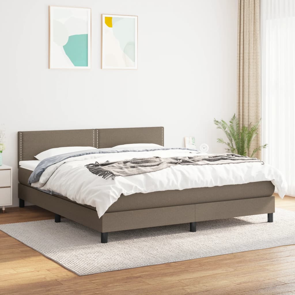 Boxspring met matras stof taupe 180x200 cm is nu te koop bij PeponiXL, paradijselijk wonen!
