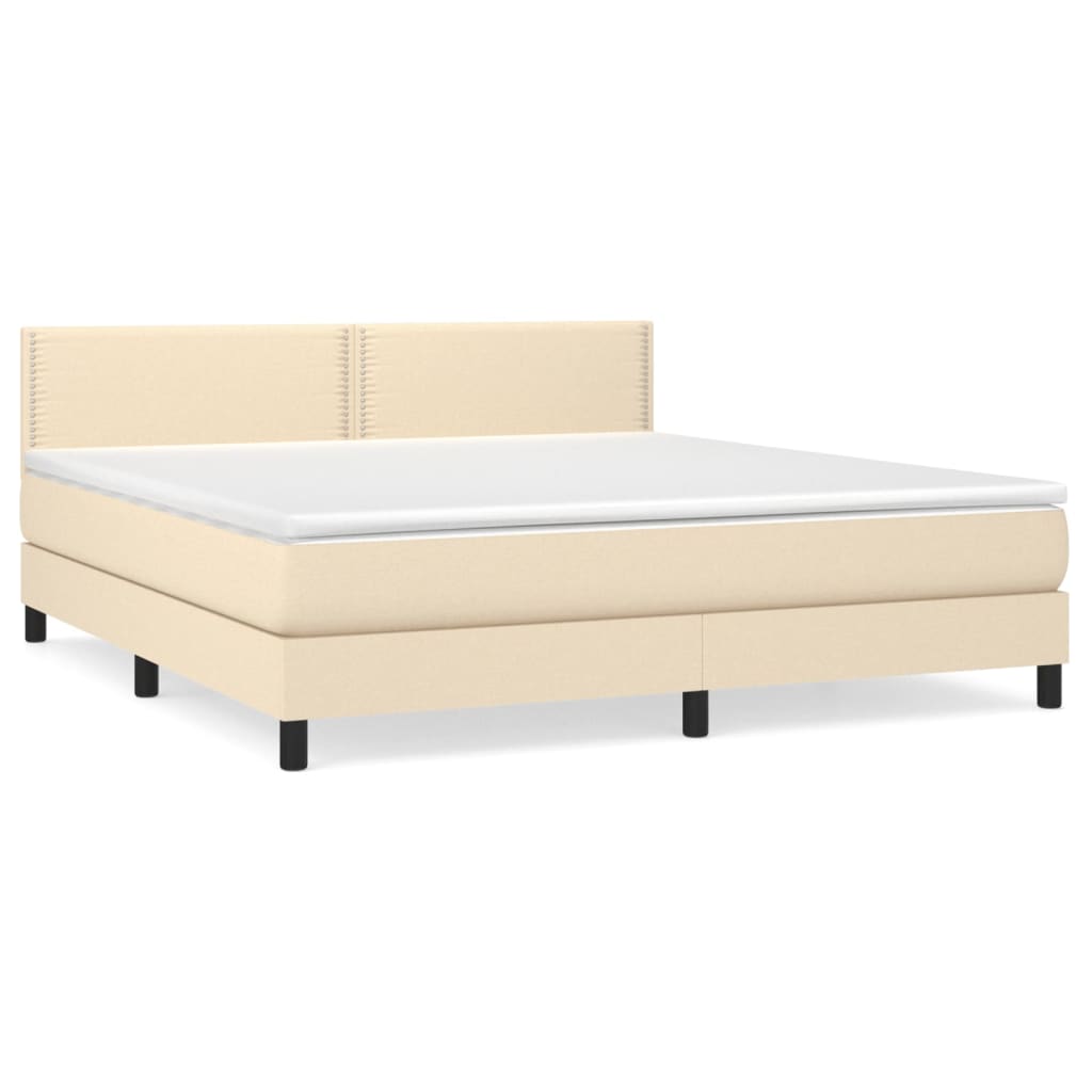 Boxspring met matras stof crèmekleurig 180x200 cm is nu te koop bij PeponiXL, paradijselijk wonen!