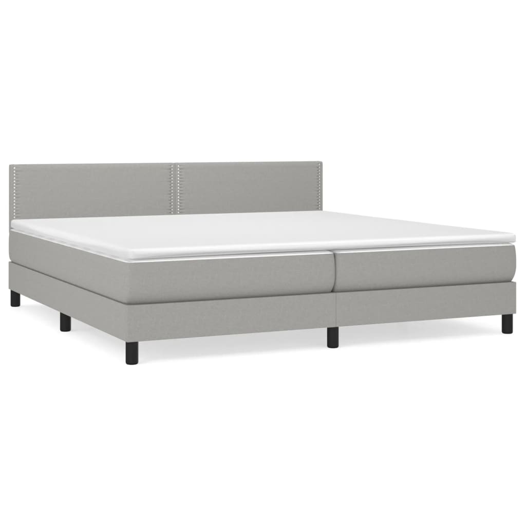 Boxspring met matras stof lichtgrijs 200x200 cm is nu te koop bij PeponiXL, paradijselijk wonen!