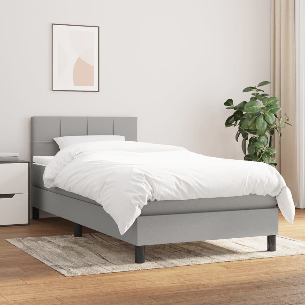 Boxspring met matras stof lichtgrijs 90x190 cm is nu te koop bij PeponiXL, paradijselijk wonen!