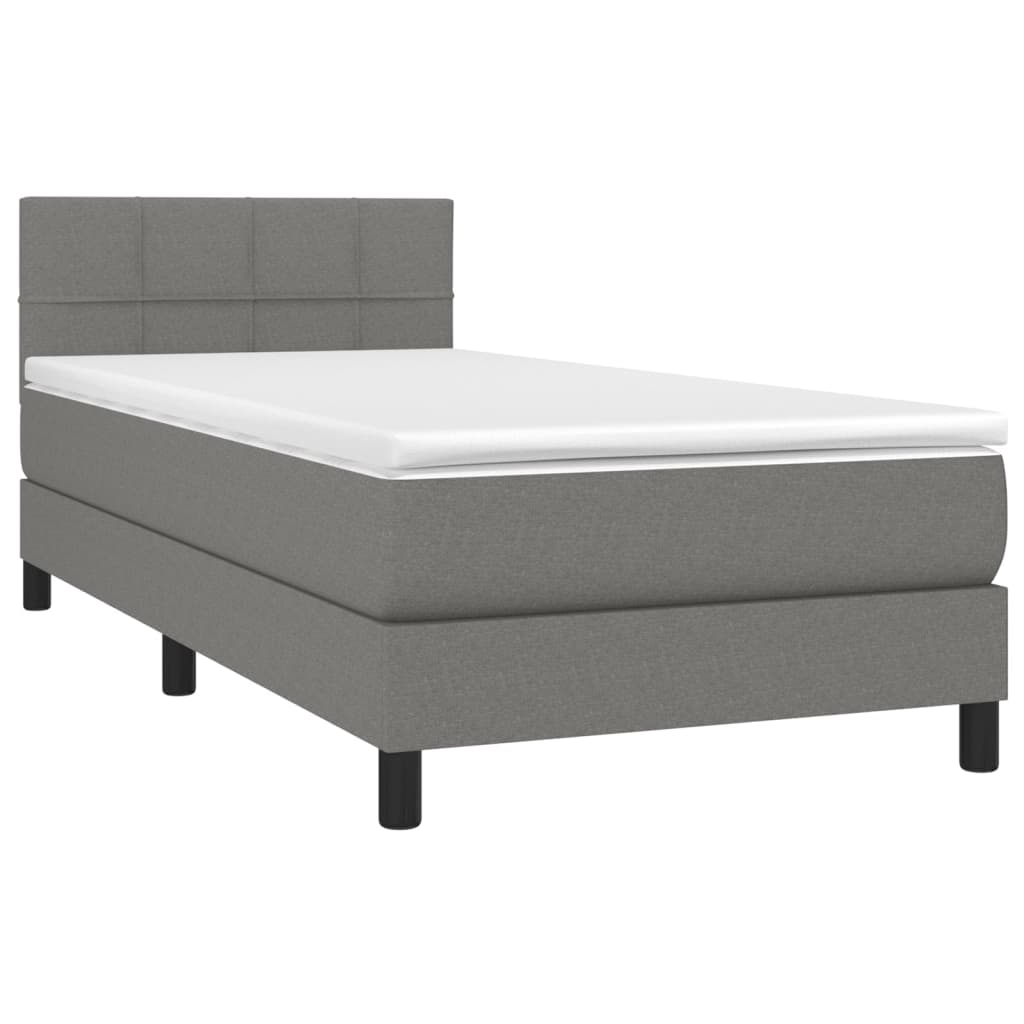 Boxspring met matras stof donkergrijs 90x190 cm is nu te koop bij PeponiXL, paradijselijk wonen!
