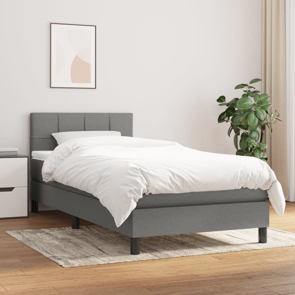 Boxspring met matras stof donkergrijs 90x190 cm is nu te koop bij PeponiXL, paradijselijk wonen!