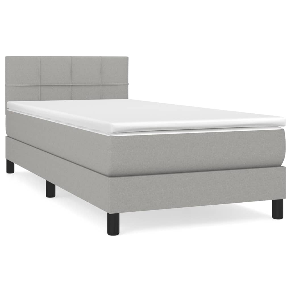 Boxspring met matras stof lichtgrijs 90x200 cm is nu te koop bij PeponiXL, paradijselijk wonen!