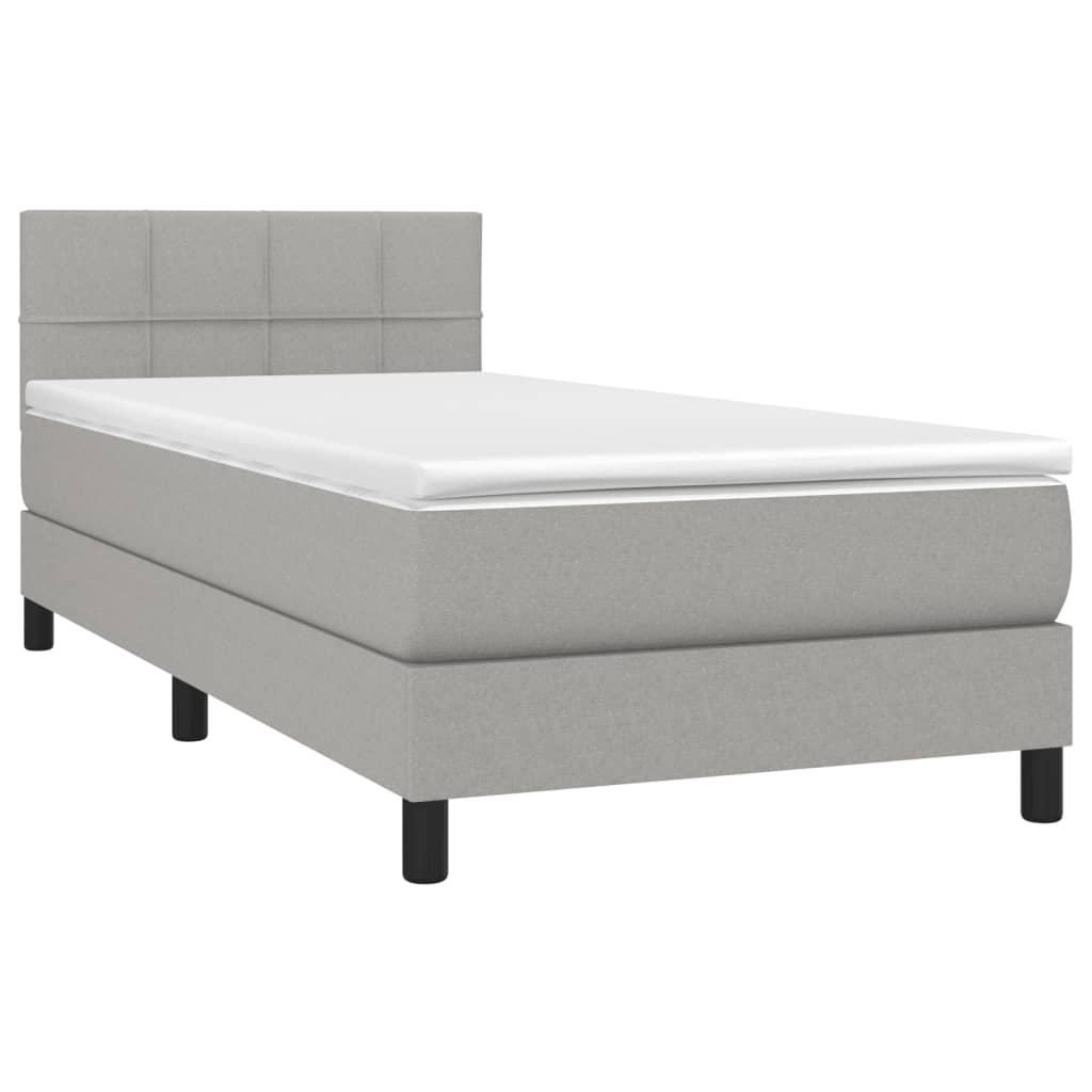 Boxspring met matras stof lichtgrijs 90x200 cm is nu te koop bij PeponiXL, paradijselijk wonen!