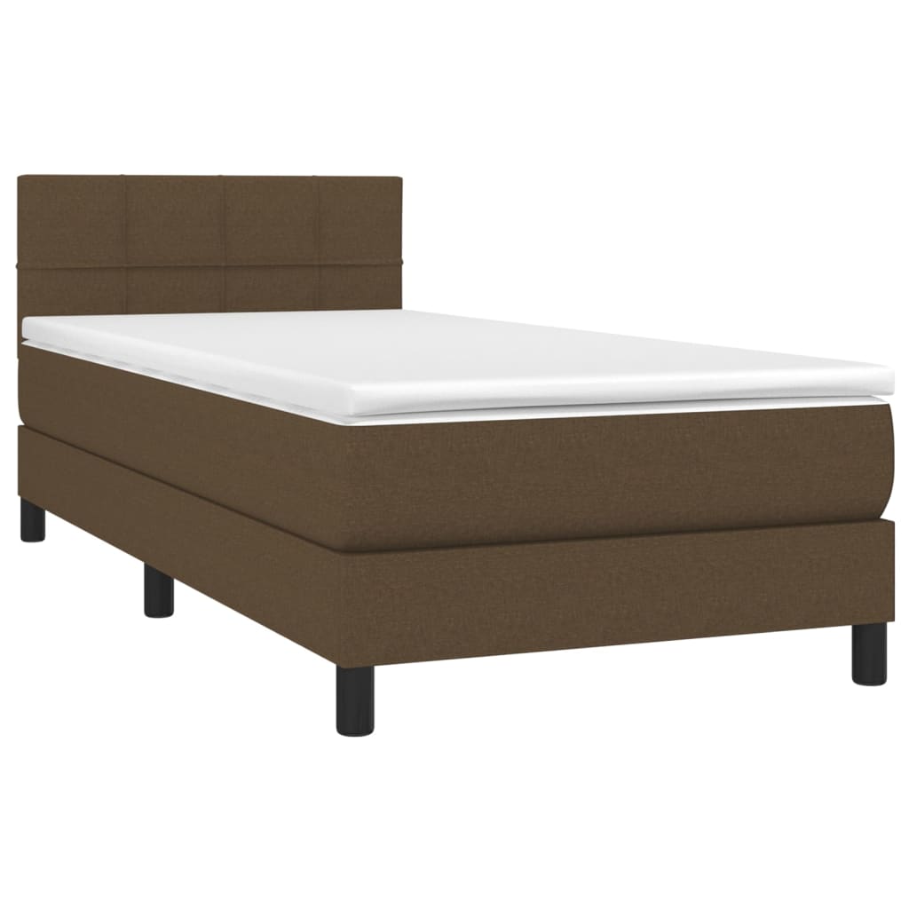 Boxspring met matras stof donkerbruin 90x200 cm is nu te koop bij PeponiXL, paradijselijk wonen!