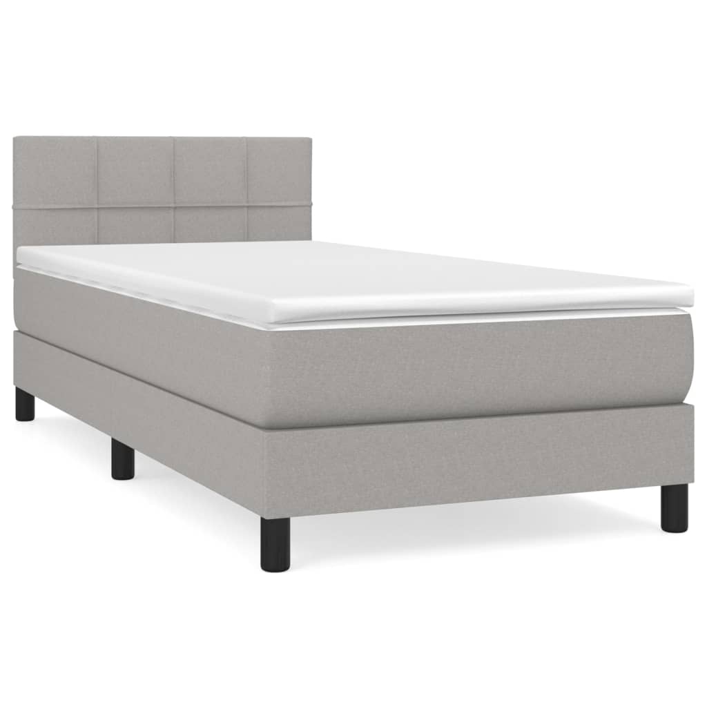 Boxspring met matras stof lichtgrijs 100x200 cm is nu te koop bij PeponiXL, paradijselijk wonen!