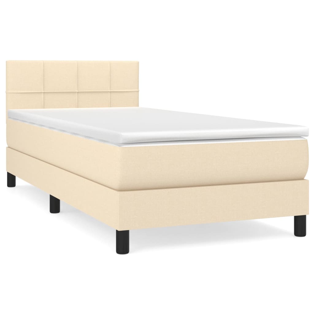 Boxspring met matras stof crèmekleurig 100x200 cm is nu te koop bij PeponiXL, paradijselijk wonen!