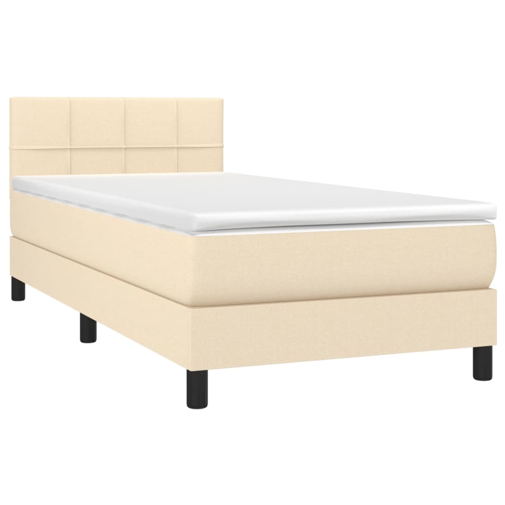 Boxspring met matras stof crèmekleurig 100x200 cm is nu te koop bij PeponiXL, paradijselijk wonen!