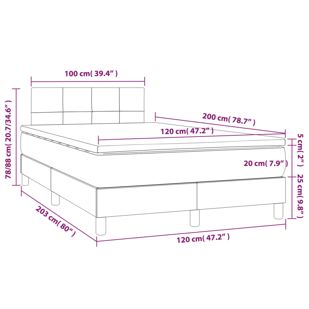 Boxspring met matras stof lichtgrijs 120x200 cm is nu te koop bij PeponiXL, paradijselijk wonen!