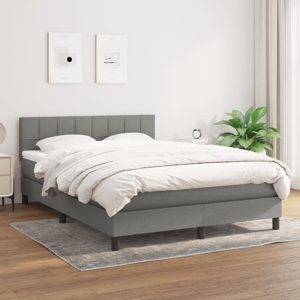 Boxspring met matras stof donkergrijs 140x200 cm is nu te koop bij PeponiXL, paradijselijk wonen!