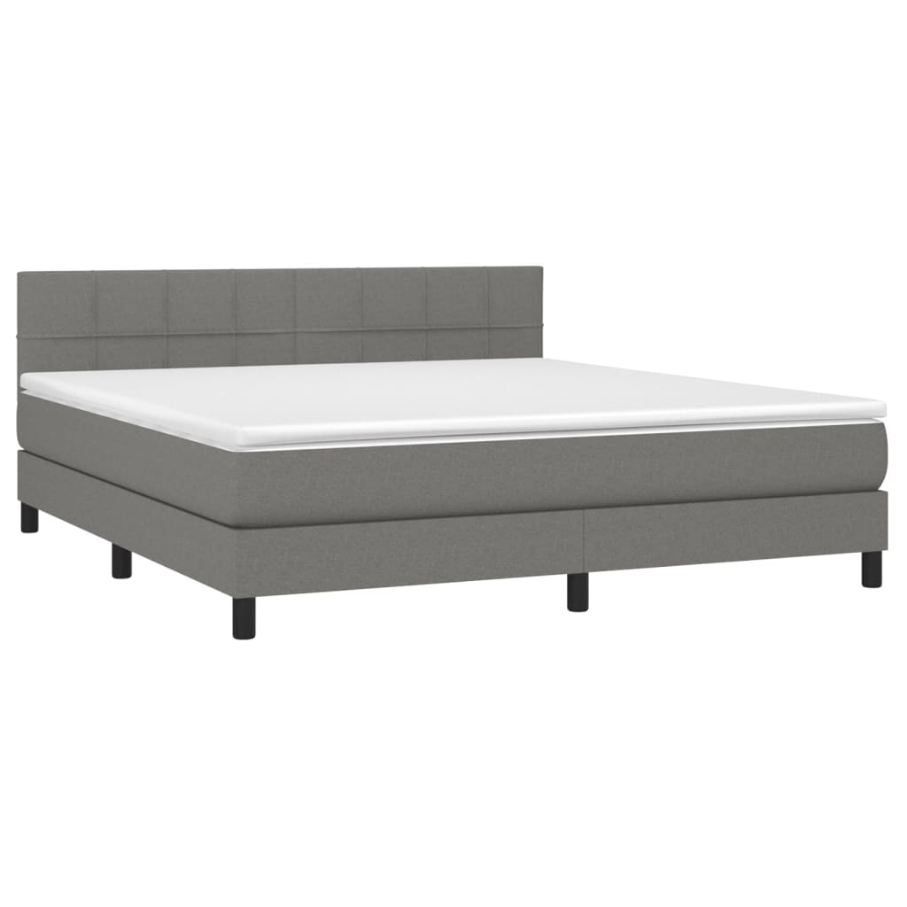Boxspring met matras stof donkergrijs 160x200 cm is nu te koop bij PeponiXL, paradijselijk wonen!